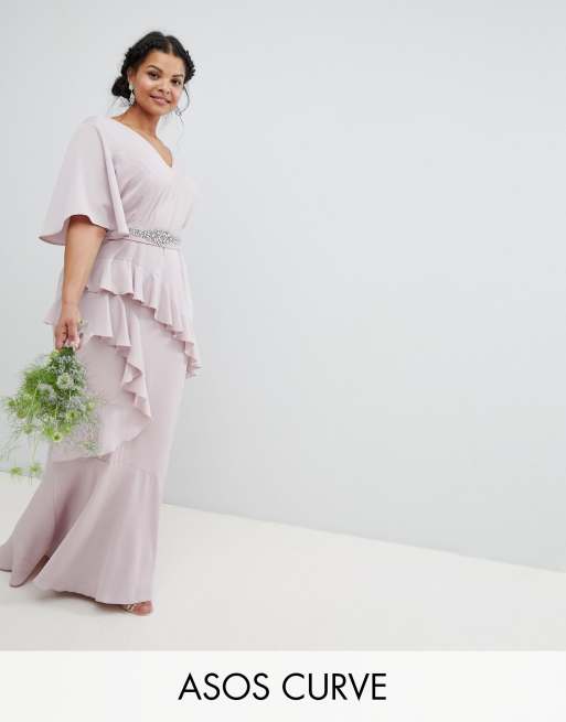 asos bridal curve flutter sleeve sequin maxi