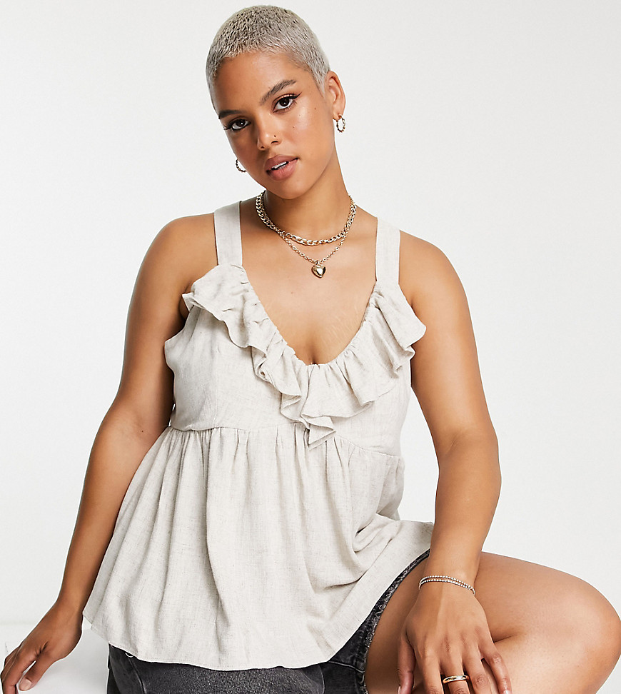 Camis by ASOS Curve The scroll is over Frill front detail Scoop neck Crossover back Regular fit