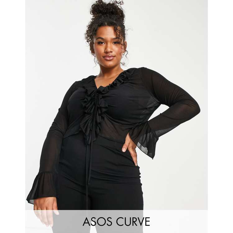 ASOS DESIGN oversized mesh shirt in black - BLACK