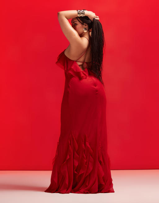 red ruffle halter dress Red Frill Dress Red Ruffles Halter A-line Short Dress  Dressesforparty