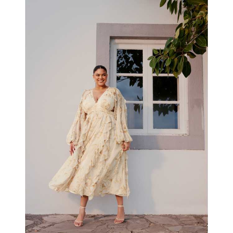 Lyst Asos Premium Lace Insert Pleated Maxi Dress Asos Design