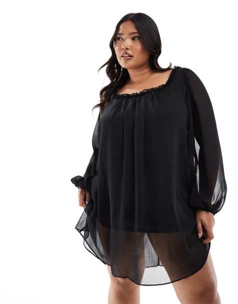 Asos black dress plus size hotsell