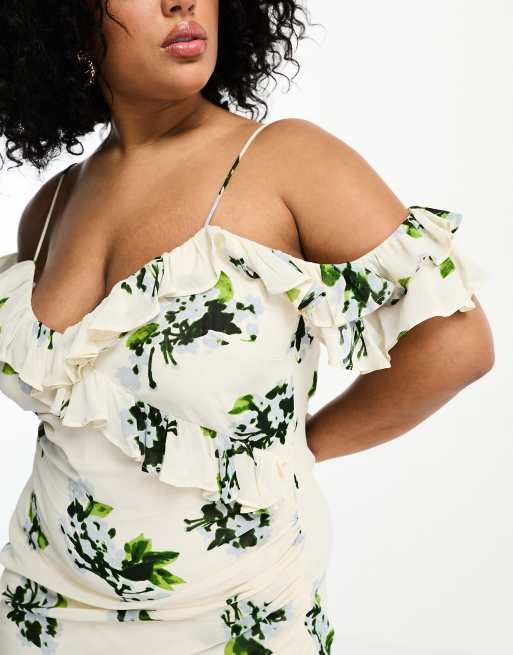 Asos off the shoulder floral dress best sale