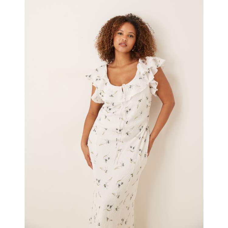 asos cream floral dress ASOS LUXE 3D floral maxi dress in floral print