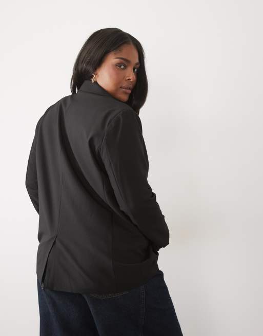 ASOS DESIGN Curve ruimvallende blazer in zwart, 3 van 4