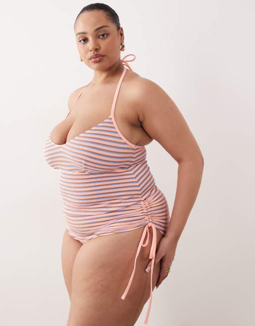 ASOS DESIGN Curve – Sally – Bikini mit strukturierten Streifen, 2 von 3