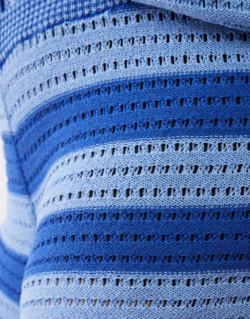 ASOS DESIGN Curve - Sally - Short de plage d'ensemble en maille rayée - Bleu, 2 de 5