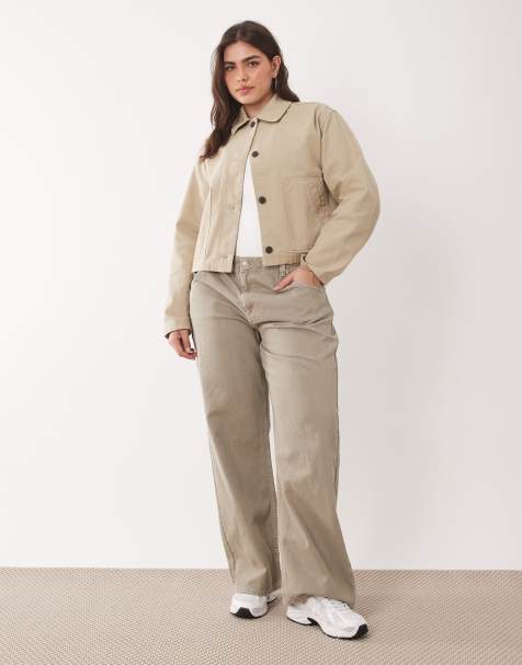 ASOS DESIGN Curve - Salviegrønne lavtaljede jeans med poset pasform - view 1