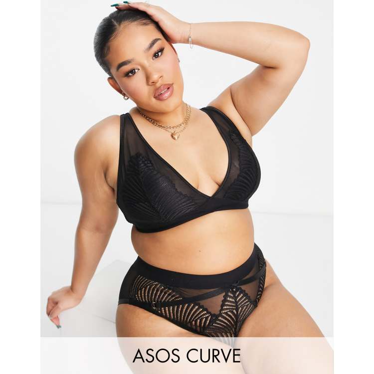 ASOS DESIGN 2 pack lace cheeky open back brief in black & pink