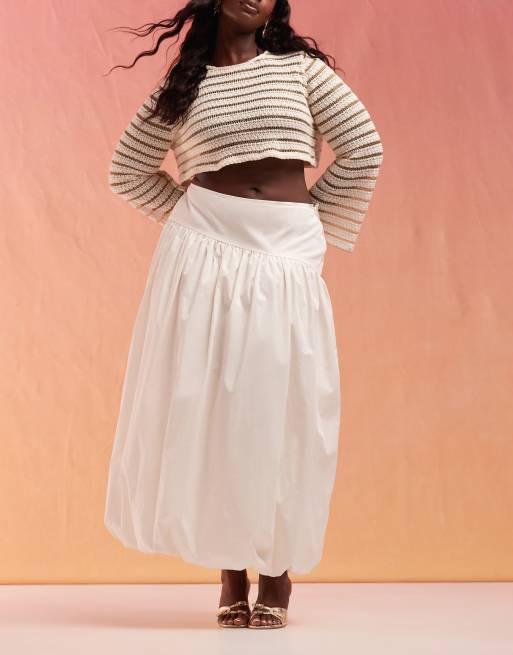 ASOS DESIGN Curve - Sandfarvet maxinederdel med asymmetrisk boblekant, 5 af 5