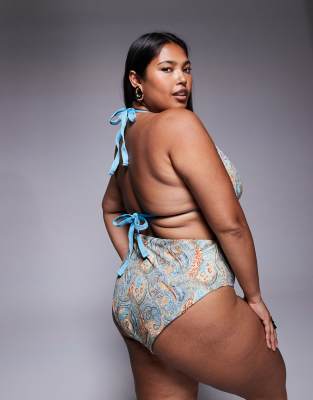Asos Curve Asos Design Curve Sarah High Apex Triangle Bikini Top