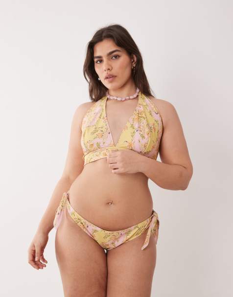 ASOS DESIGN Curve Sarah scarf bikini in floral print - view 1