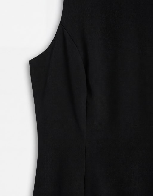 ASOS DESIGN Curve - Satijnen playsuit met racerhals in zwart, 7 van 7