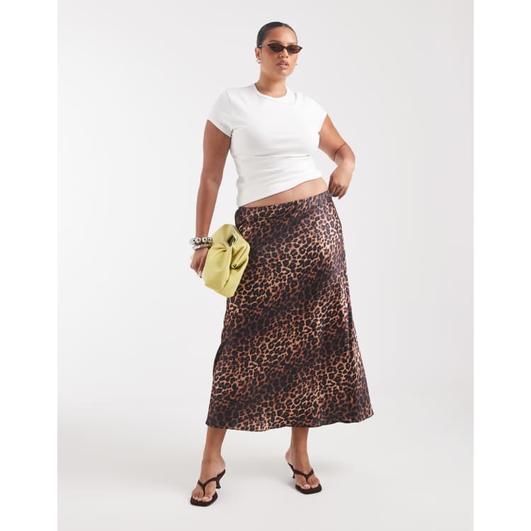 ASOS DESIGN Curve satin bias maxi skirt in animal print | ASOS