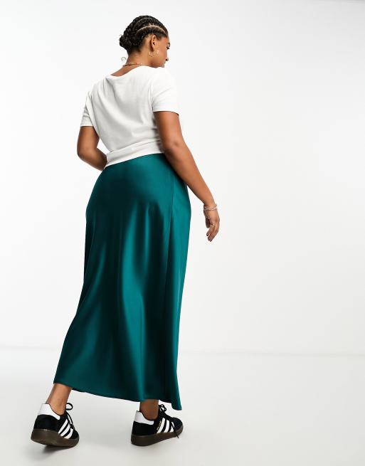 Teal satin bias maxi skirt hotsell