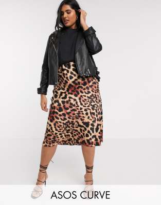 asos bias cut leopard skirt