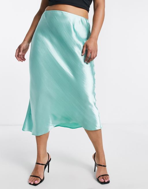 Mint silk midi clearance skirt