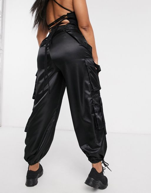 ASOS DESIGN Tall satin combat with strapping, ASOS