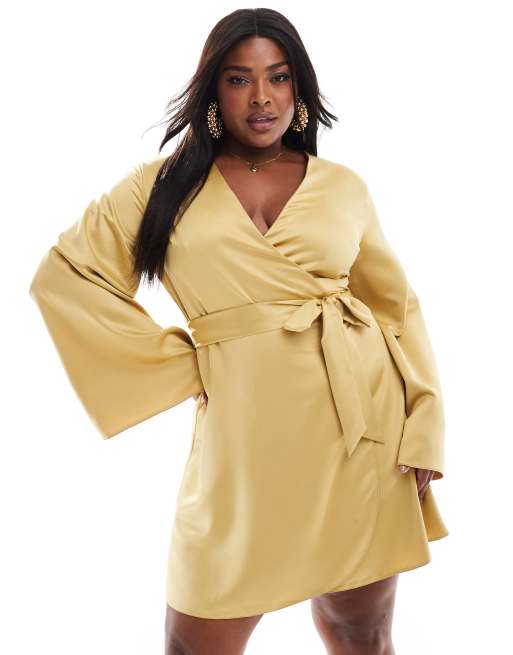 Long sleeve wrap front dress hotsell