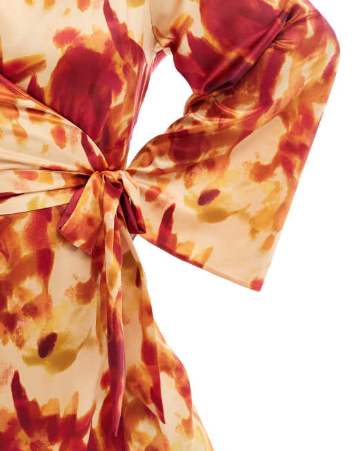 NWT Anthropologie factory Flirty Wrap Mini Dress 2X $160 Orange Lobster Shrimp Pattern