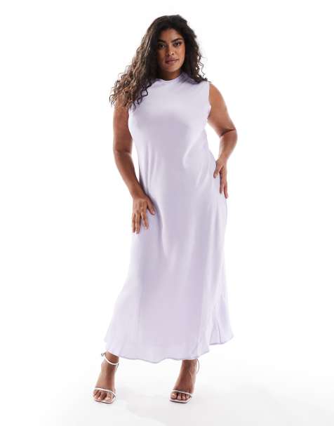 ASOS DESIGN Curve satin midi dress in lavender - view 1