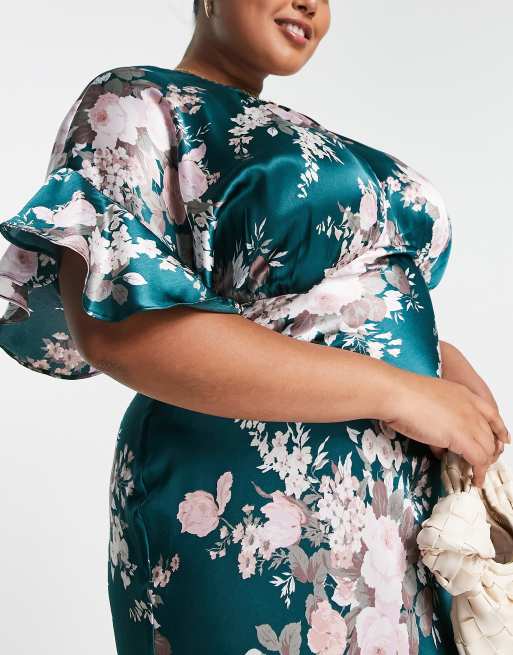 Floral gloss bodice midi dress 2025