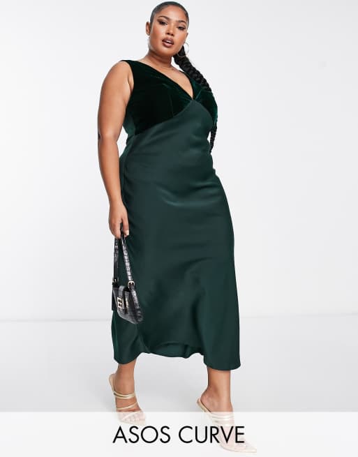 Forest green shop slip dress