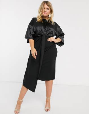 asos black satin dress