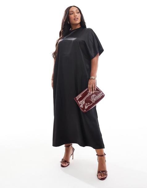 ASOS DESIGN Curve satin oversized midi tshirt dress - view 1