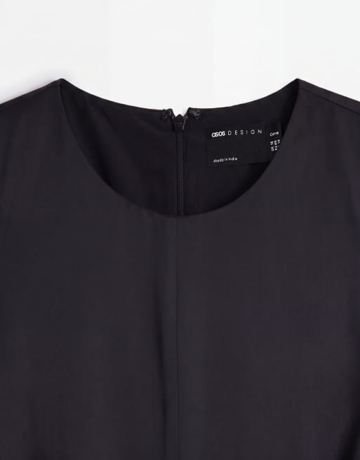 ASOS DESIGN Curve – Satin-Playsuit in Schwarz mit Ringerrücken, 8 von 8