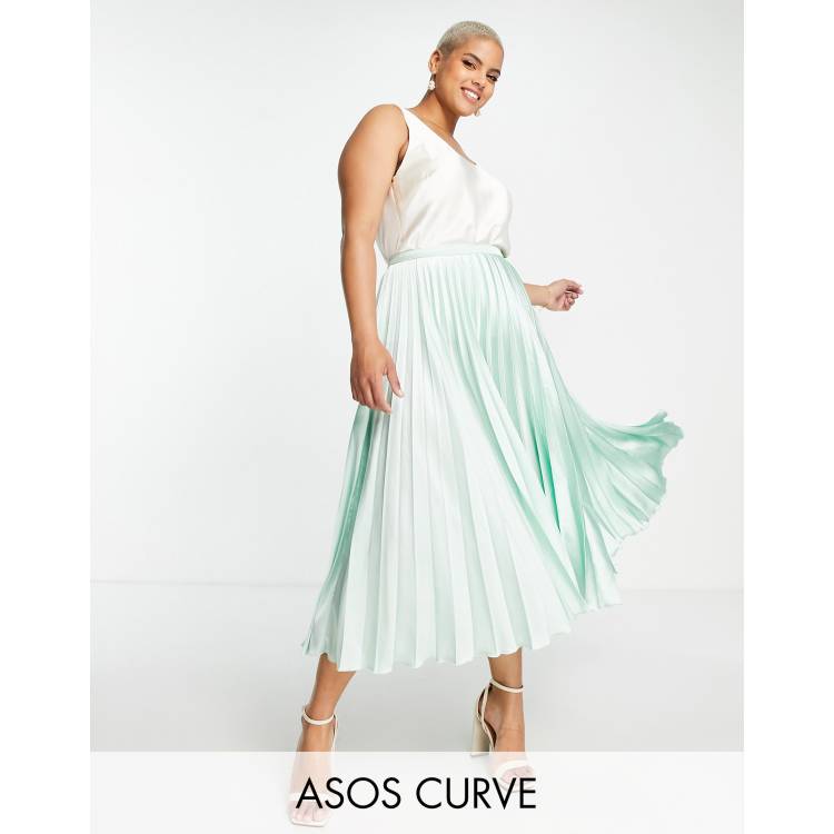 Asos green pleated store skirt