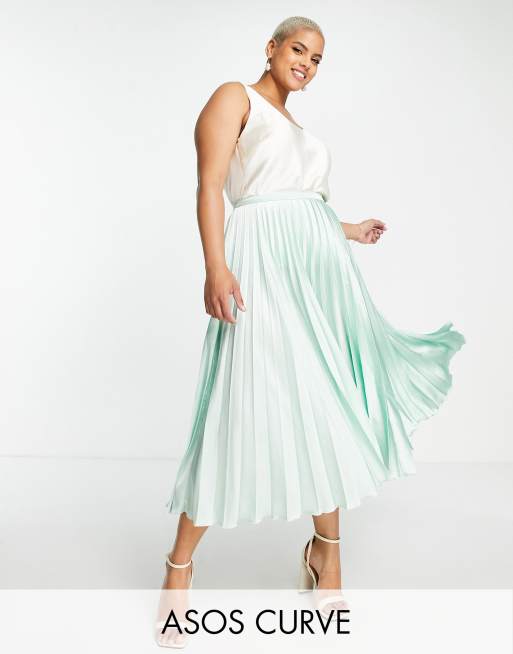 White pleated shop midi skirt designer