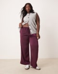 [ASOS DESIGN] ASOS DESIGN Curve satin pull on pants in plum-Purple 18 Plum