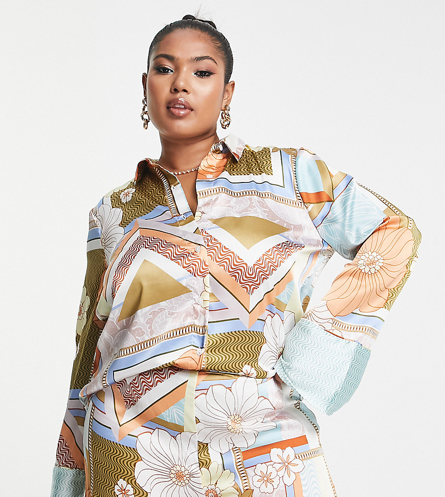 Shirts by ASOS DESIGN Part of a co-ord set Trousers sold separately All-over print Spread collar Button placket Regular fit