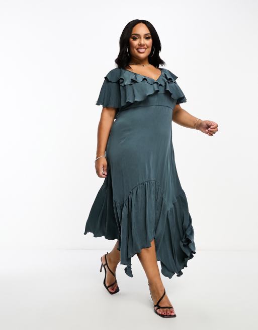 Plus size sales ruffle midi dress