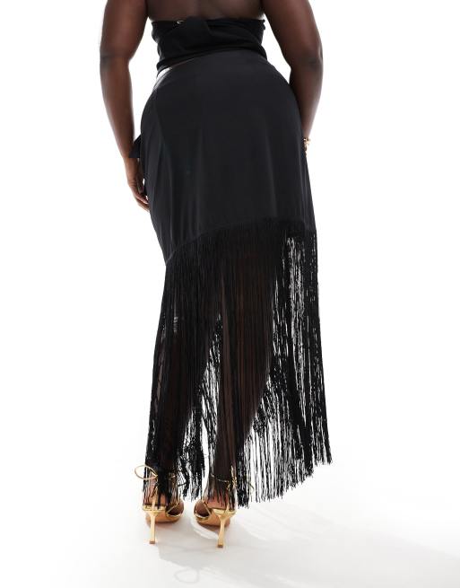 Black fringe maxi skirt outfit hotsell