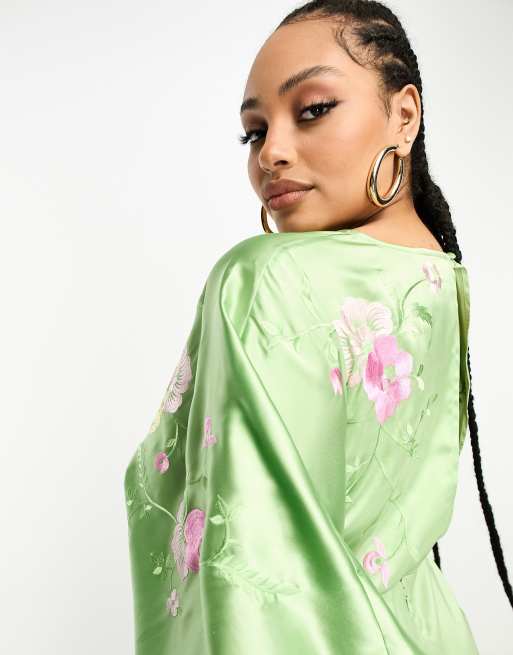 Asos green sales kimono dress