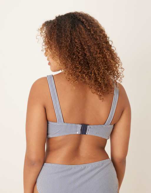 ASOS DESIGN Curve - Scarlet Nissi - Gestreept bikinitopje met V-beugel in indigo, 4 van 4
