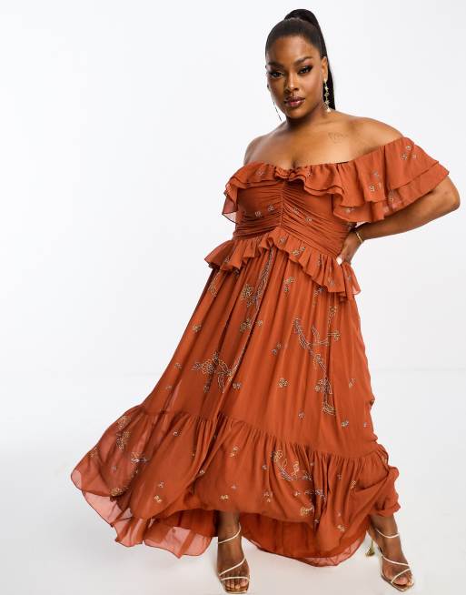 Off shoulder cut out midi dress hotsell