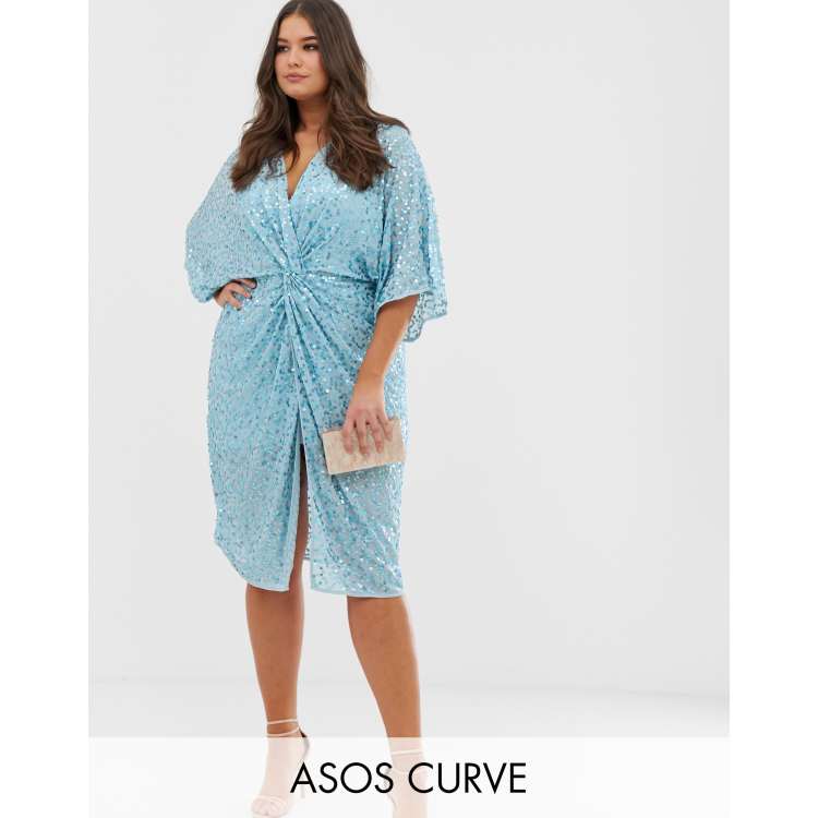 ASOS DESIGN Maternity scatter sequin knot front kimono midi dress