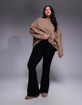 ASOS DESIGN Curve - Schlaghose aus Ponte in Schwarz mit Nadelstreifen