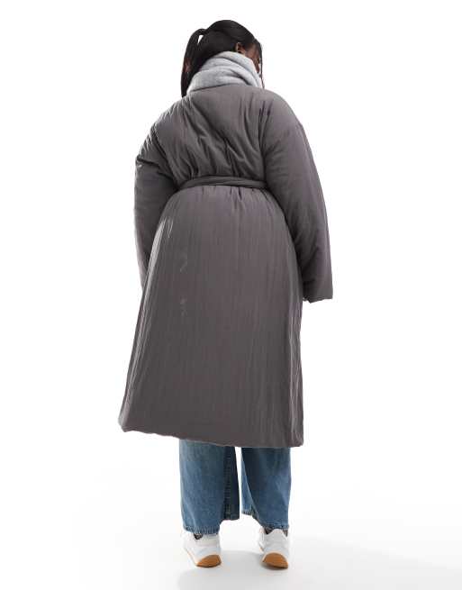 ASOS DESIGN Curve – Schlichter Longline-Puffermantel in Anthrazit, 4 von 4