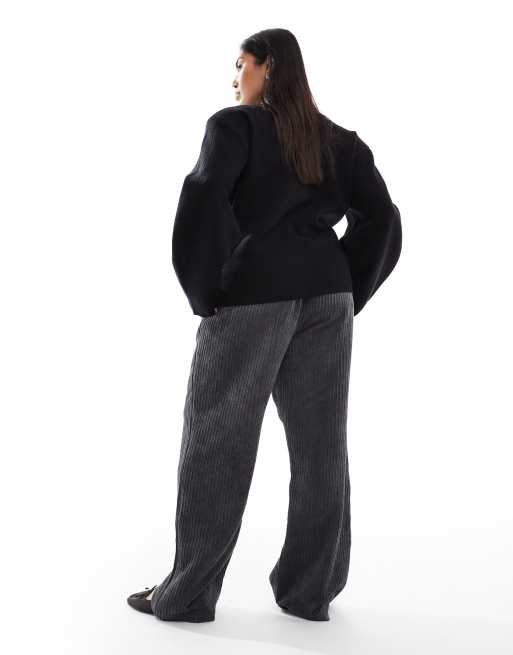 ASOS DESIGN Curve – Schlupfhose aus Cord in Grau, 3 von 5