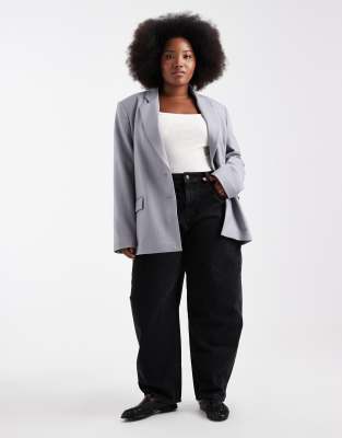 ASOS DESIGN Curve - Schmale Jeans in verwaschenem Schwarz mit abgerundetem Beinschnitt