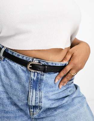 ASOS DESIGN Curve - Schmaler Hüft- und Taillengürtel für Jeans in Schwarz