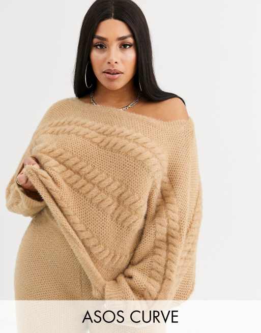 ASOS DESIGN Curve – Superflauschiges Kombiteil in Stone, 2 von 3