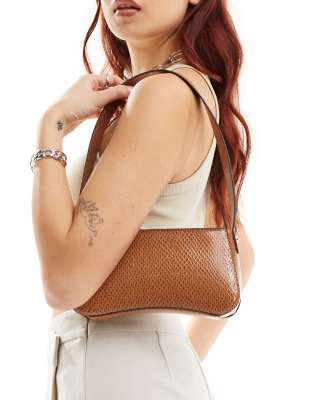 ASOS DESIGN Curve - Schultertasche in Braun mit geschwungenem Boden-Brown