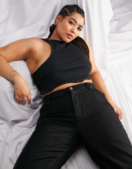 ASOS DESIGN Curve – Schwarze Jeans im Stil der 90er mit geradem Schnitt und halbhohem Bund, 2 von 4
