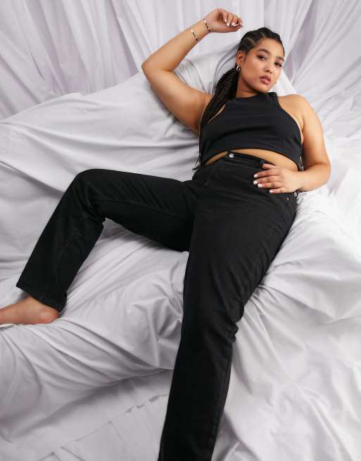 ASOS DESIGN Curve – Schwarze Jeans im Stil der 90er mit geradem Schnitt und halbhohem Bund, 3 von 4