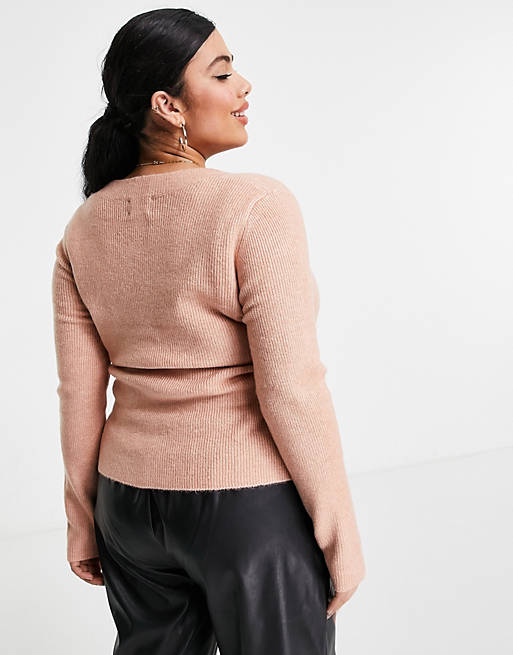 Jumpers & Cardigans Curve scoop neck cardigan in pink 
